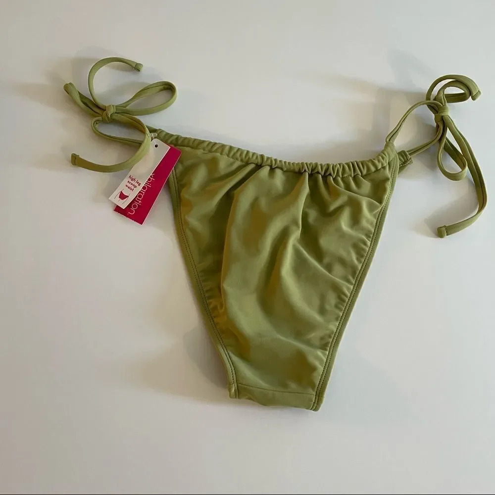 Xhilaration green high leg scoop waist bikini bottom - Picture 10 of 11
